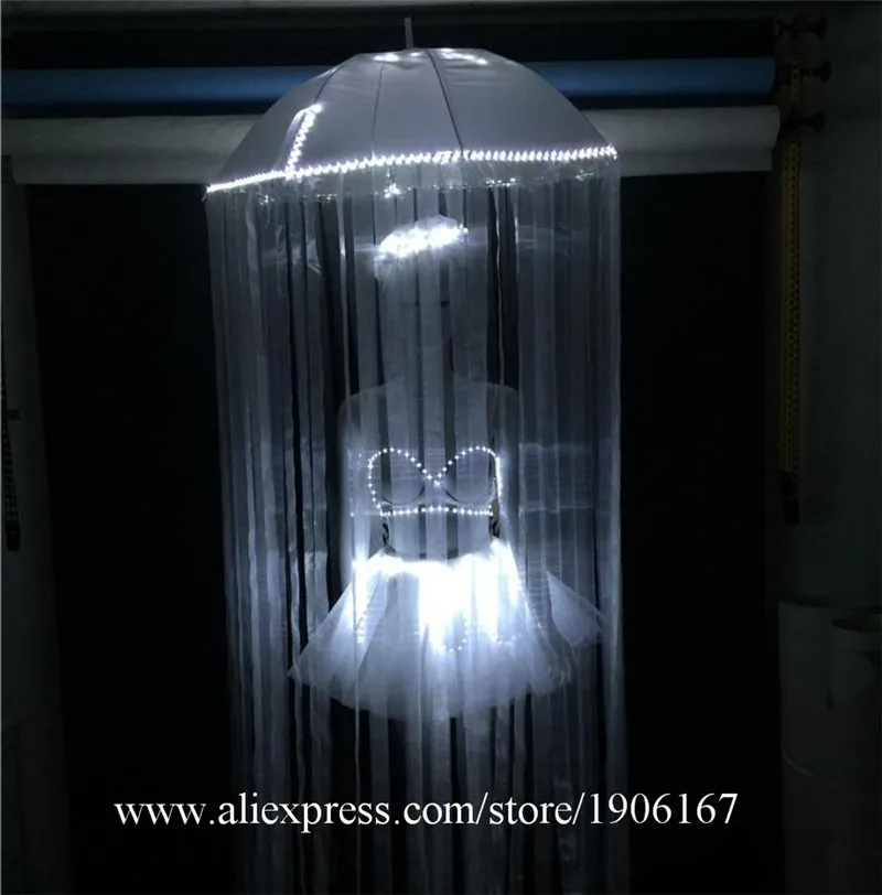 Nightclub Bar GOGO Combination LED Light Bikini Dance Team Guest Jellyfish Umbrella Party Sexy Illuminated Costumes02