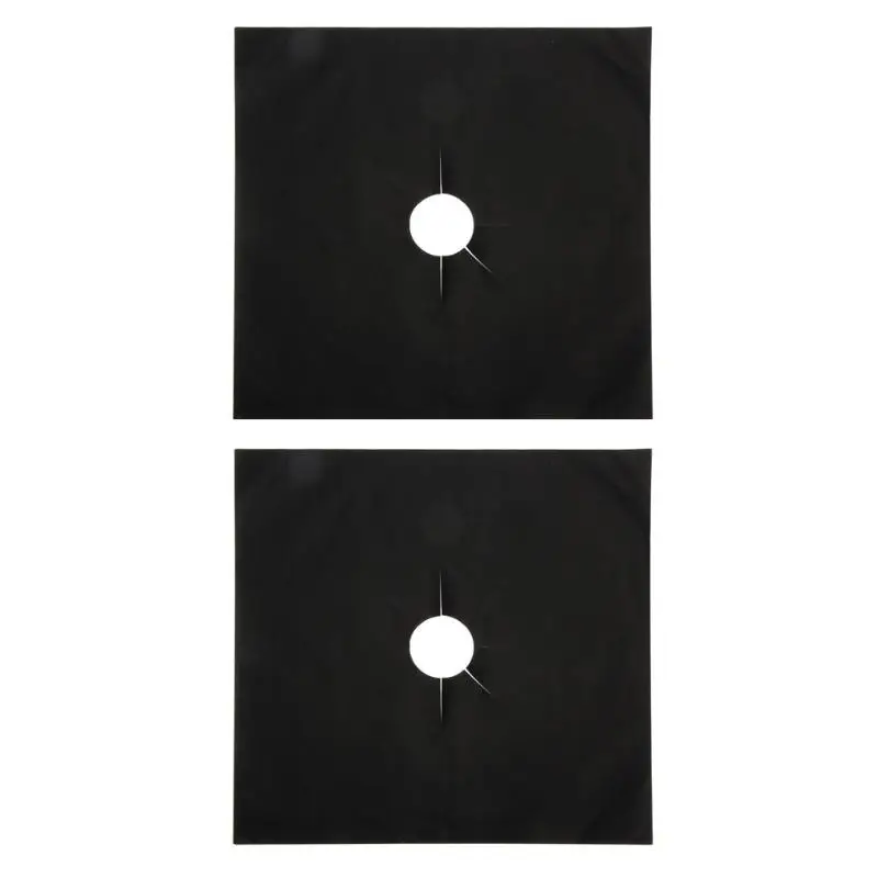 Gas Stove Protectors Reusable Gas Stove Burner Cover Liner Protection Mat - Color: Black 2Pcs