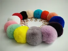 15 Color High Quality Rabbit Fur Ball Bag Keychain Super soft Natural Genuine rex Rabbit Fur Ball Keychain Bag Charms best gift