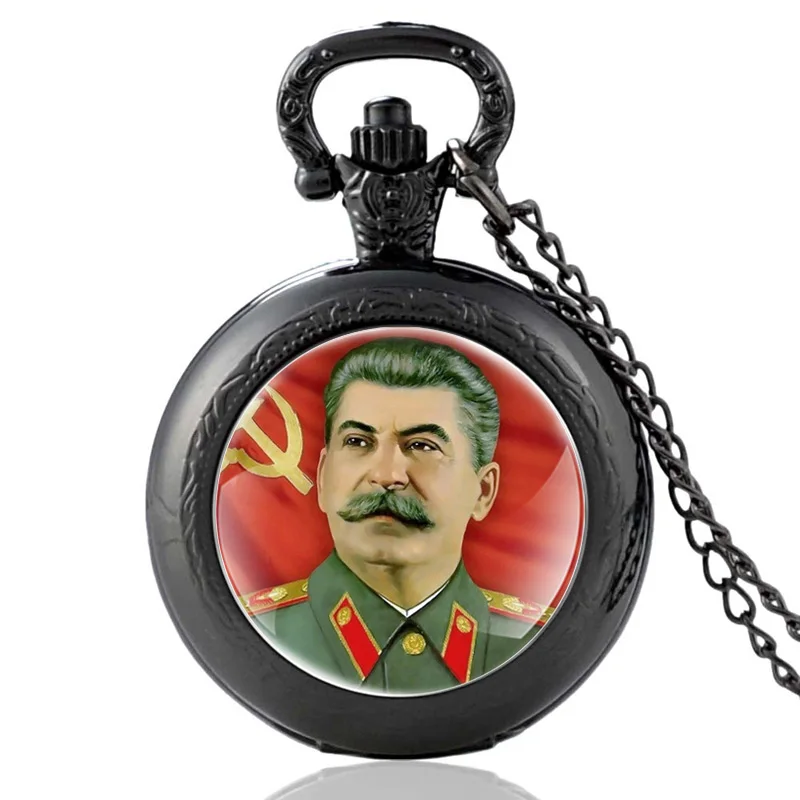 Antique Soviet Hero Stalin Quartz Pocket Watch Vintage Men Women Bronze Pendant Necklace Gifts 4