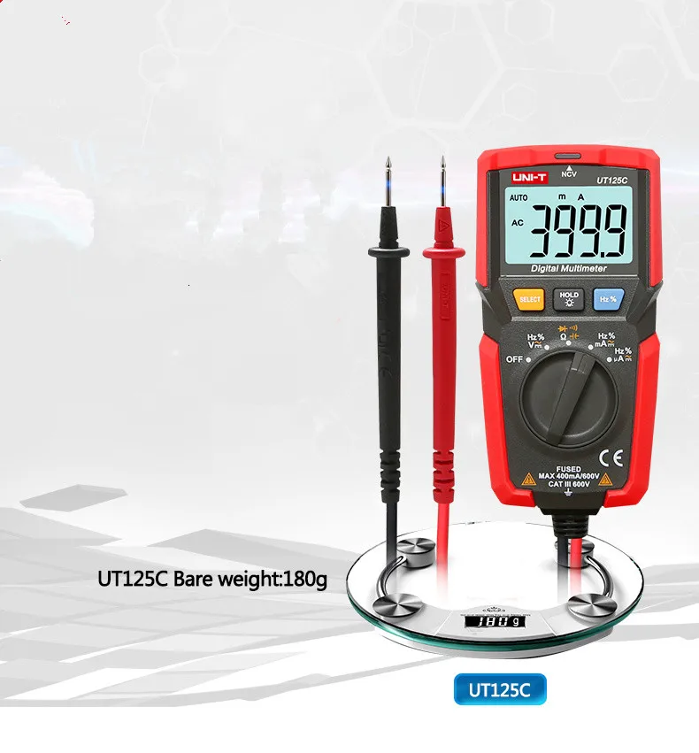 UNI-T UT125C ручной карманный цифровой мультиметр AC/DC резистор конденсатор Частота Диод NCV тест низкого напряжения дисплей