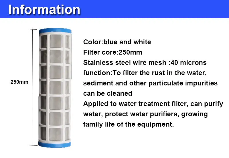 1" фильтр-картридж из проволочной сетки из нержавеющей стали, 40 микрон, фильтр для очистки воды, может заполнять Полифосфат для предотвращения накипи