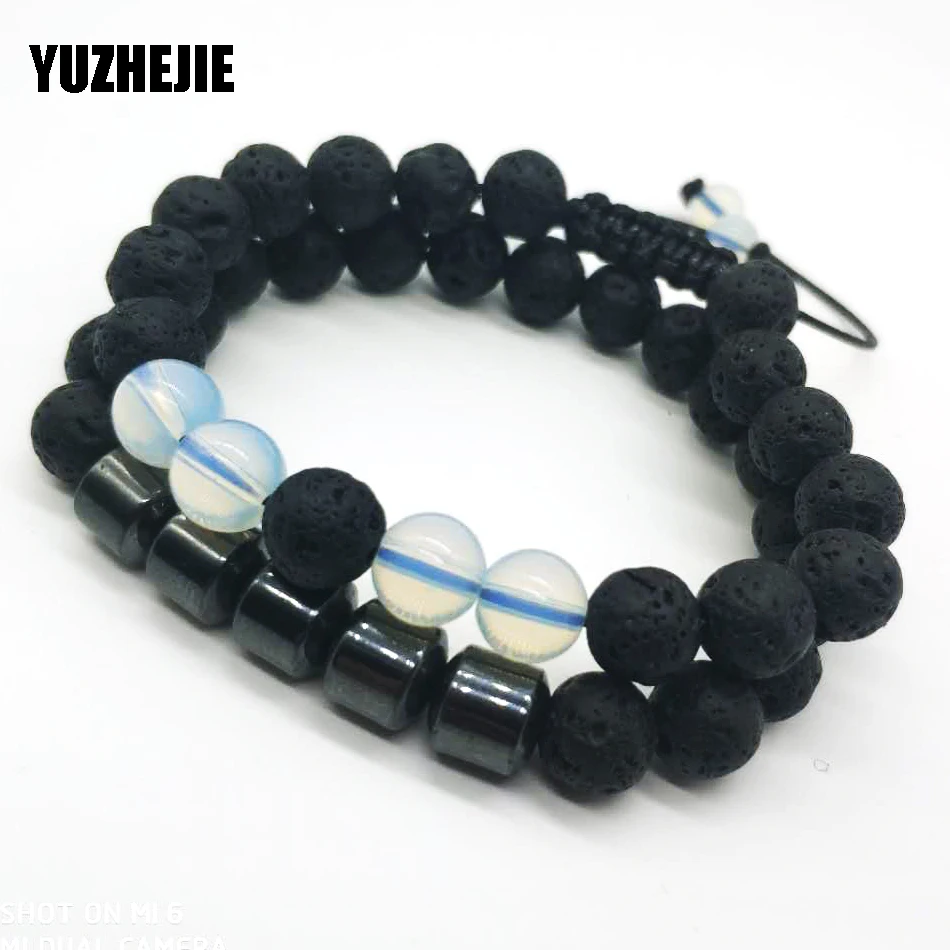 Lava Stone Bead регулируемый браслет для мужчин 8 мм тибетский Будда мала Йога
