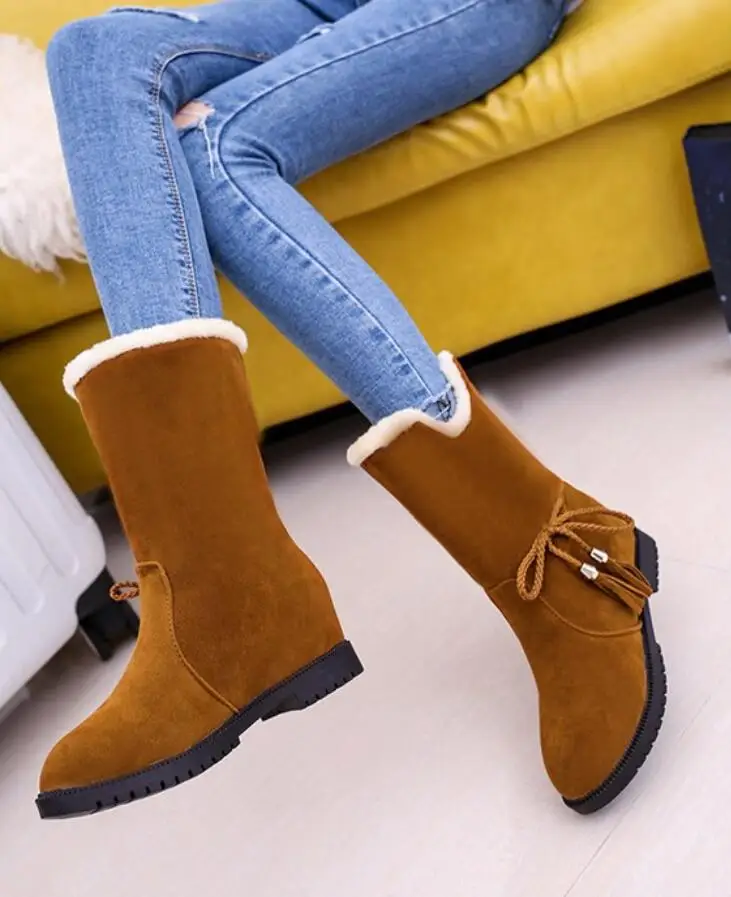 Botas mujer invierno/Брендовые женские сапоги, женская зимняя обувь, женские теплые зимние сапоги на меху, модные сапоги на плоской подошве, черные, коричневые сапоги