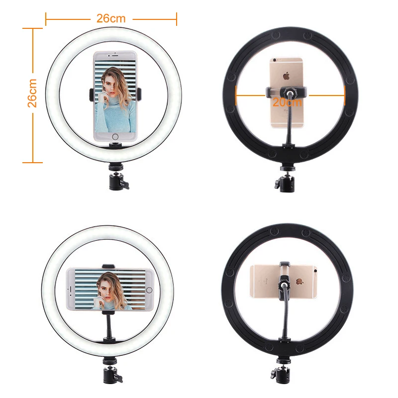 Светодиодный кольцевой светильник 24W 5500K для студийной фотосъемки, заполняющий кольцевой светильник со штативом для iphone и смартфонов, макияж