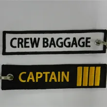 Капитан четыре бара экипажа багажа брелок Airlines авиации подарок брелок Чемодан бирку молния тянуть тканые Вышивка теги 13x2,8 см