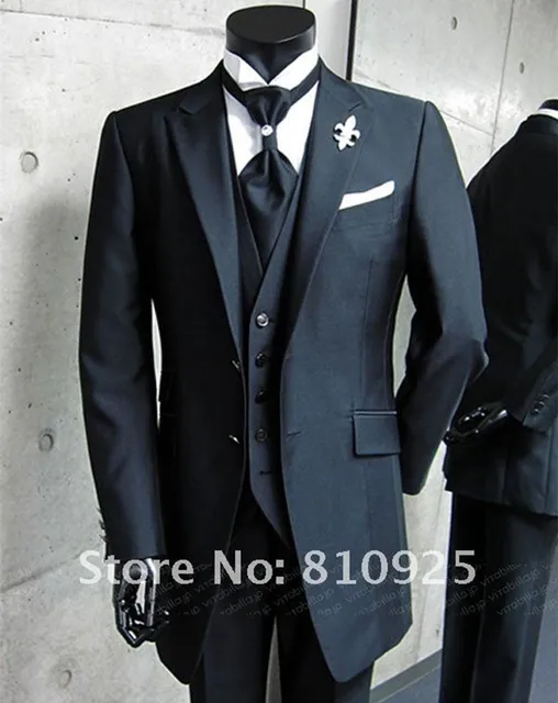 Bespoke Suit Black Custom Made Groom Wedding For Men Dinner 3 Bespoke Suit Black Custom Made Groom Wedding For Men Dinner 3 Piece Suits