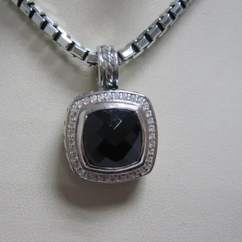 

Solid 925 Sterling Silver Jewelry 11mm Black Onyx Pendant Blue Topaz Prasiolite Smoky Quartz Hematite Pendant without chain