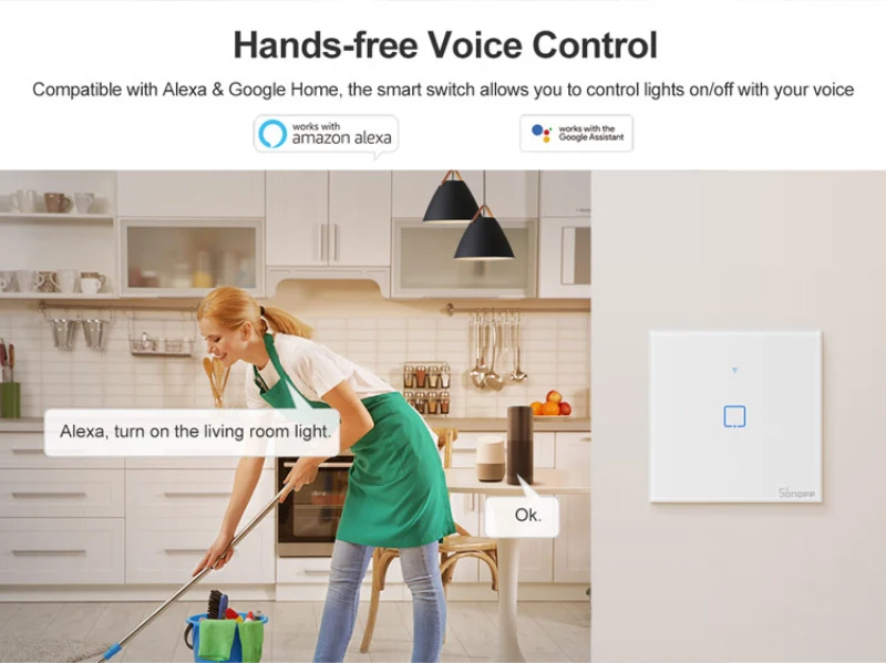 Интеллектуальный выключатель света Sonoff T1 1/2/3 TX Smart Wi-Fi настенный выключатель света сенсорный экран/WiF/RF/приложение пульт дистанционного управления "умный дом" настенный сенсорный выключатель с Alexa Google Home
