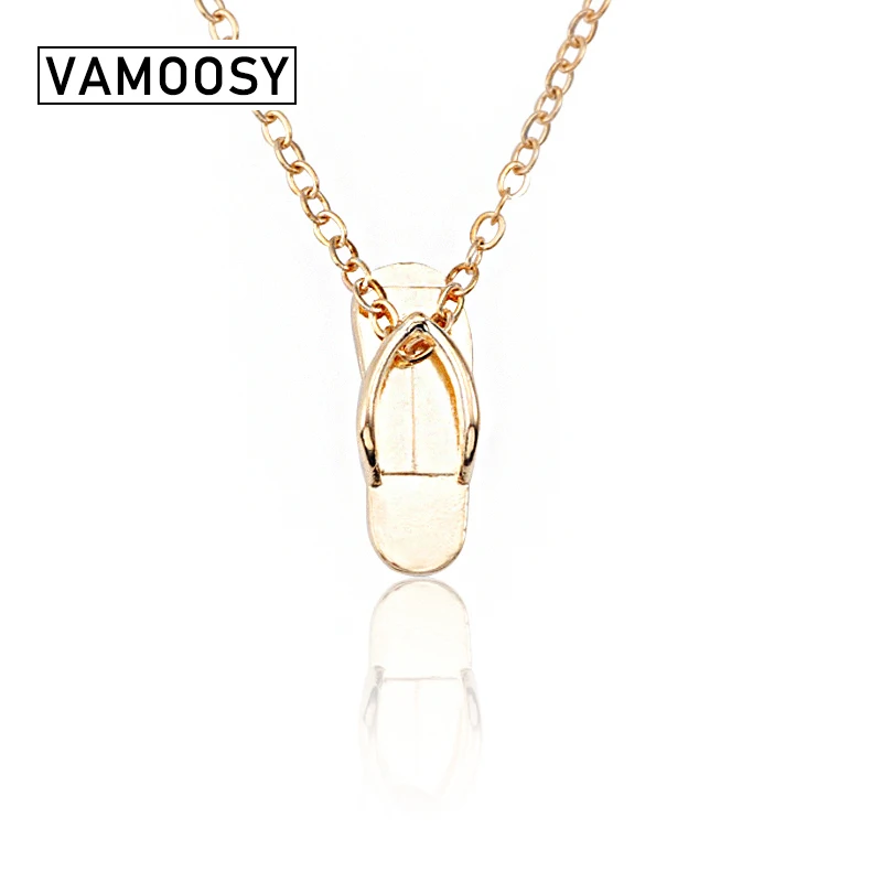 

VAMOOSY Simple Ancient gold women Pendants Necklaces for men flip flops Choker Collar short Necklace 2018 Fashion Jewelry