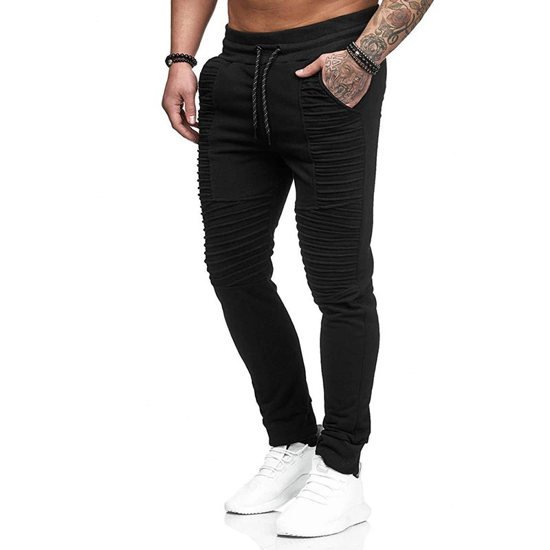 الربيع الخريف السراويل الترنك الرجال الهيب هوب ضئيلة ركض بلون مخطط اللياقة البدنية Sweatpants مرونة الخصر الرجال السراويل MY049