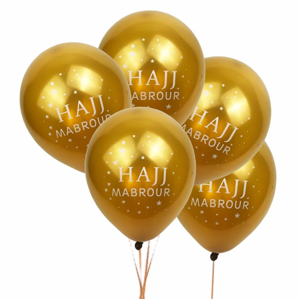 

10pcs Gold Silver Hajj Mabrour Balloons Party Ballons Latex Muslim Party Event Decor Anniversaire Eid Mubarak Letters Baloon