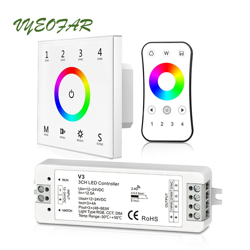 Led RGB полосы Управление 2 4 GHz RF 220V настенный выключатель сенсорный Панель T134A 3