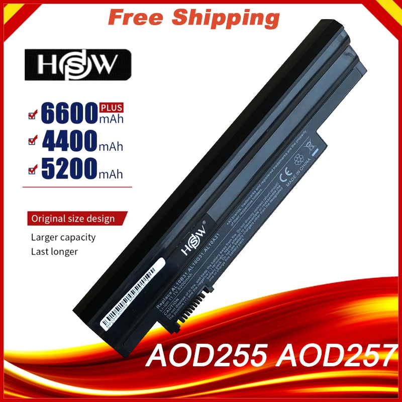 Аккумулятор для ноутбука HSW 6Cell Acer AL10B31 AL10G31 D270 D260 AOD255 AOD260 522 D255 722 D255E D257 D257E E100