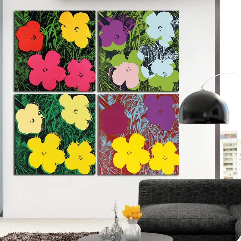 Andy Warhol flowers Wall Art Oil Painting Prints On Canvas No Frame