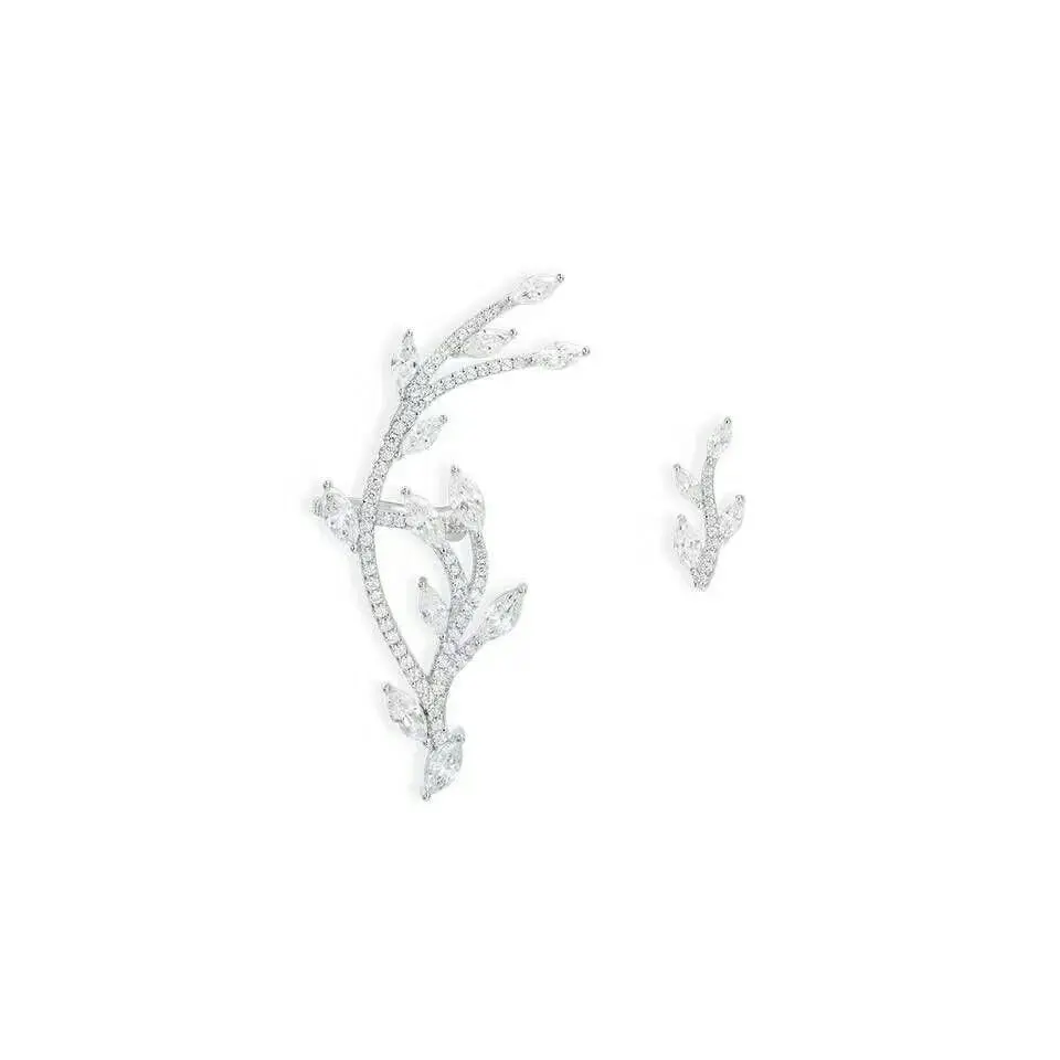 

MeiBaPJ Luxury Brand 925 Sterling Silver Asymmetric Branch Earrings Micro Cubic Zirconia Stones Women Fine Jewelry