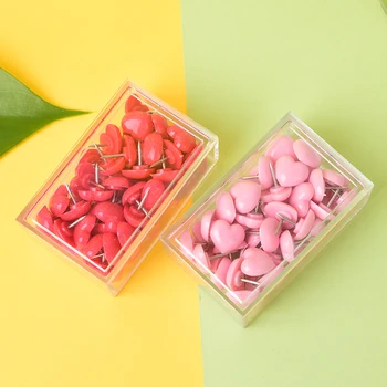 

50 Pcs/set heart-shaped Creative romantic pushpin cute pink push pins thumbtack office school supplies