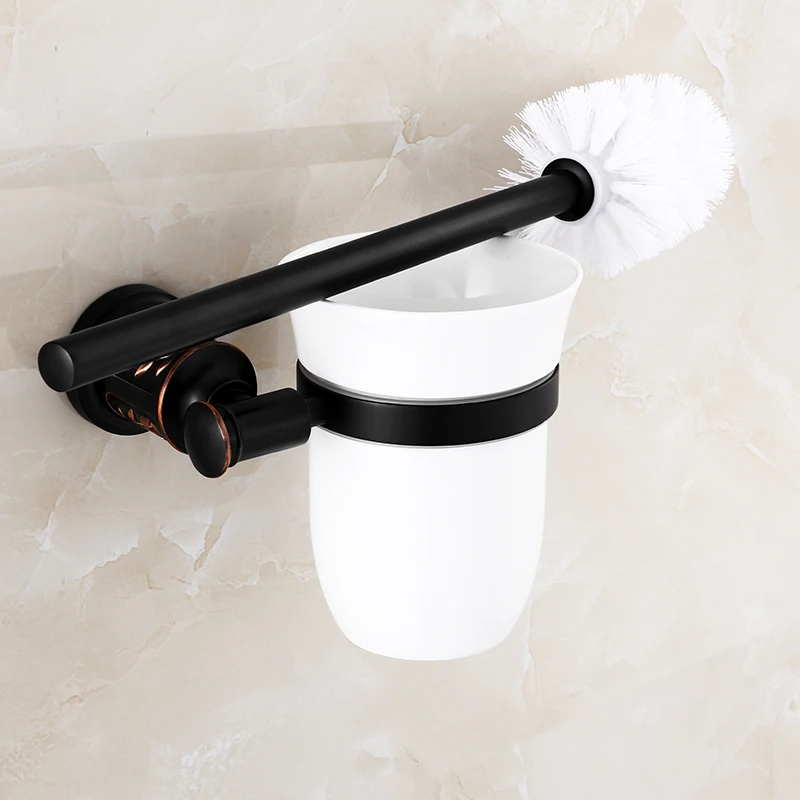 AUSWIND американская черная латунная круглая Базовая щетка для ванной стойки простая щетка для ванной туалета держатель аксессуары для ванной комнаты Набор