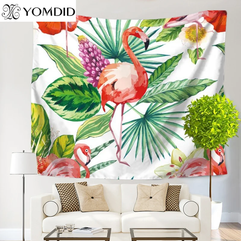 Avoir Images Flamant Motif Tapisserie Feuille Tropicale Imprime Tenture Murale le plus cool salutations
