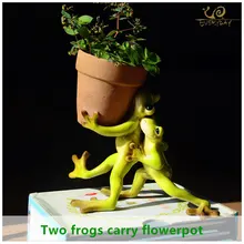 ED Garden supplies decoration resin animal two frog garden ornaments garden flower pot decoration households