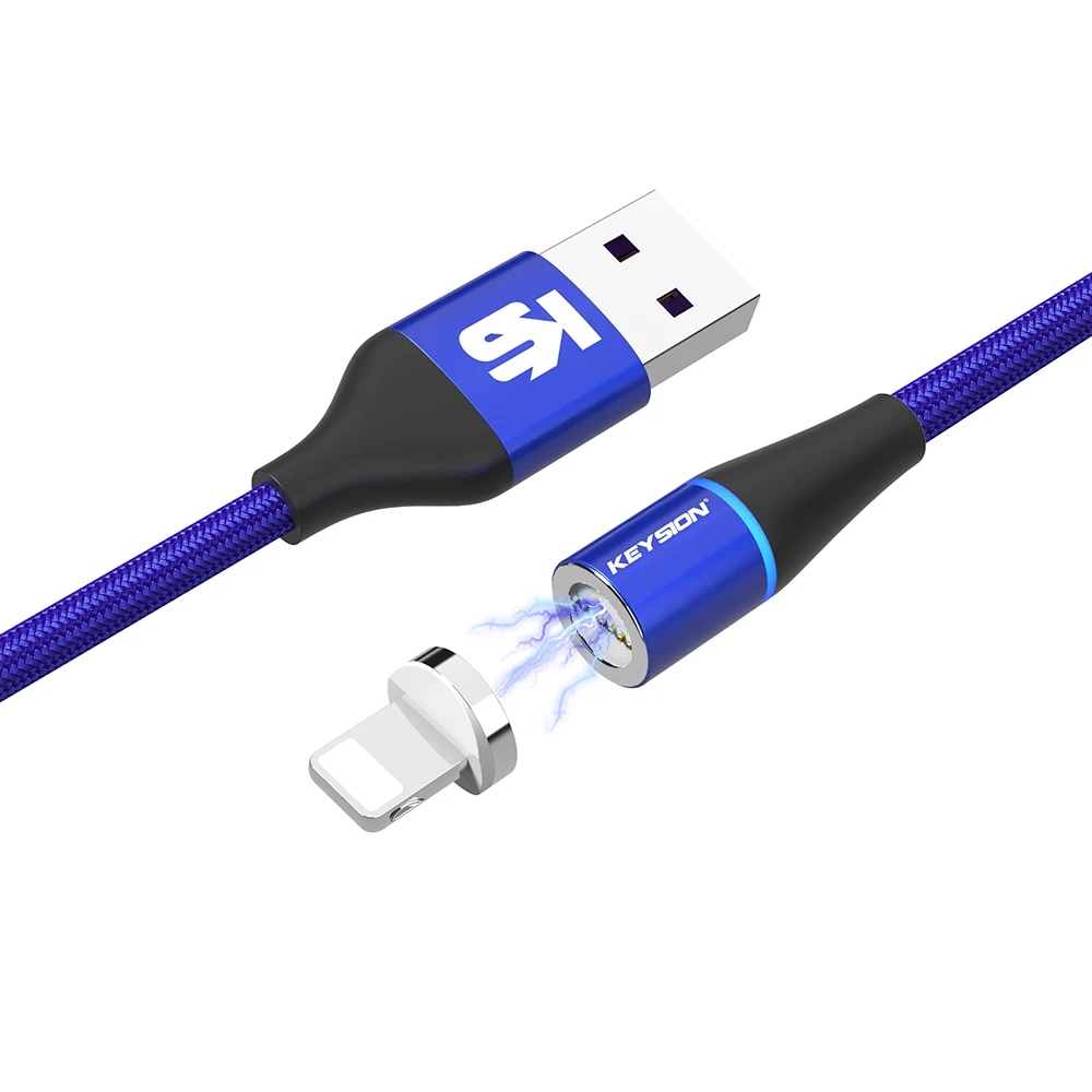 KEYSION 5A Магнитный кабель для iPhone type C Магнитный зарядный кабель Micro USB C для huawei Xiaomi телефонный кабель - Цвет: Blue 1m