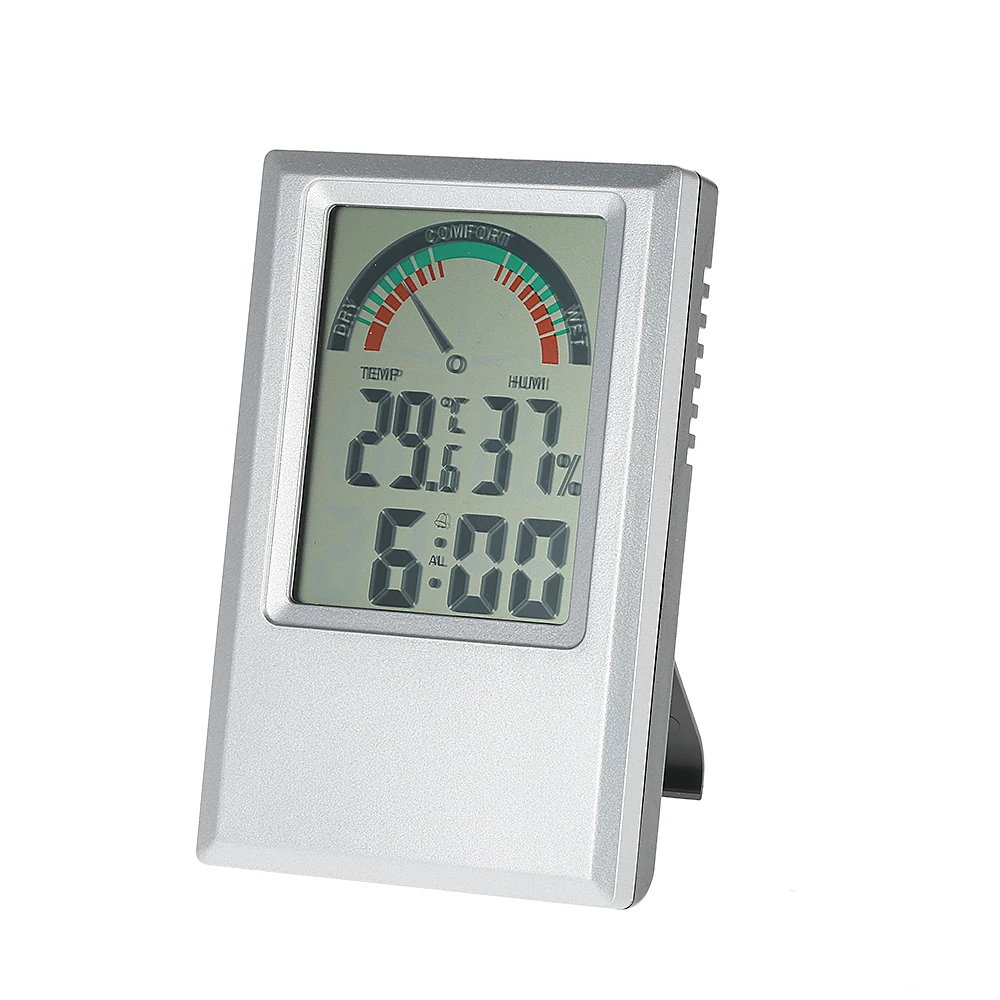 C/F Digital Thermometer Hygrometer Temperature tester Humidity Meter Alarm Clock wall Max Min Value Comfort Level Display