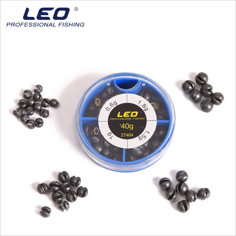

Leo 40g Plastic Boxed Split Lead Sinkers 0.6/1/1.5/1.8g In 4 Compartments Fishing Tackle Box Explosion Model Water Droplets Tool