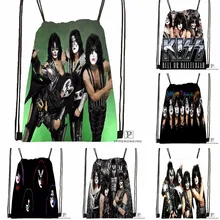 На заказ рога вверх скалы поцелуй Группа шнурок рюкзак сумка милый рюкзак дети ранец(черная спинка) 31x40 см#180531-04-46