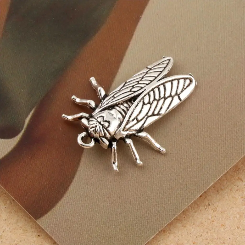 20 шт серебряный цвет Cicada Подвески животных кулон ювелирные изделия Аксессуары