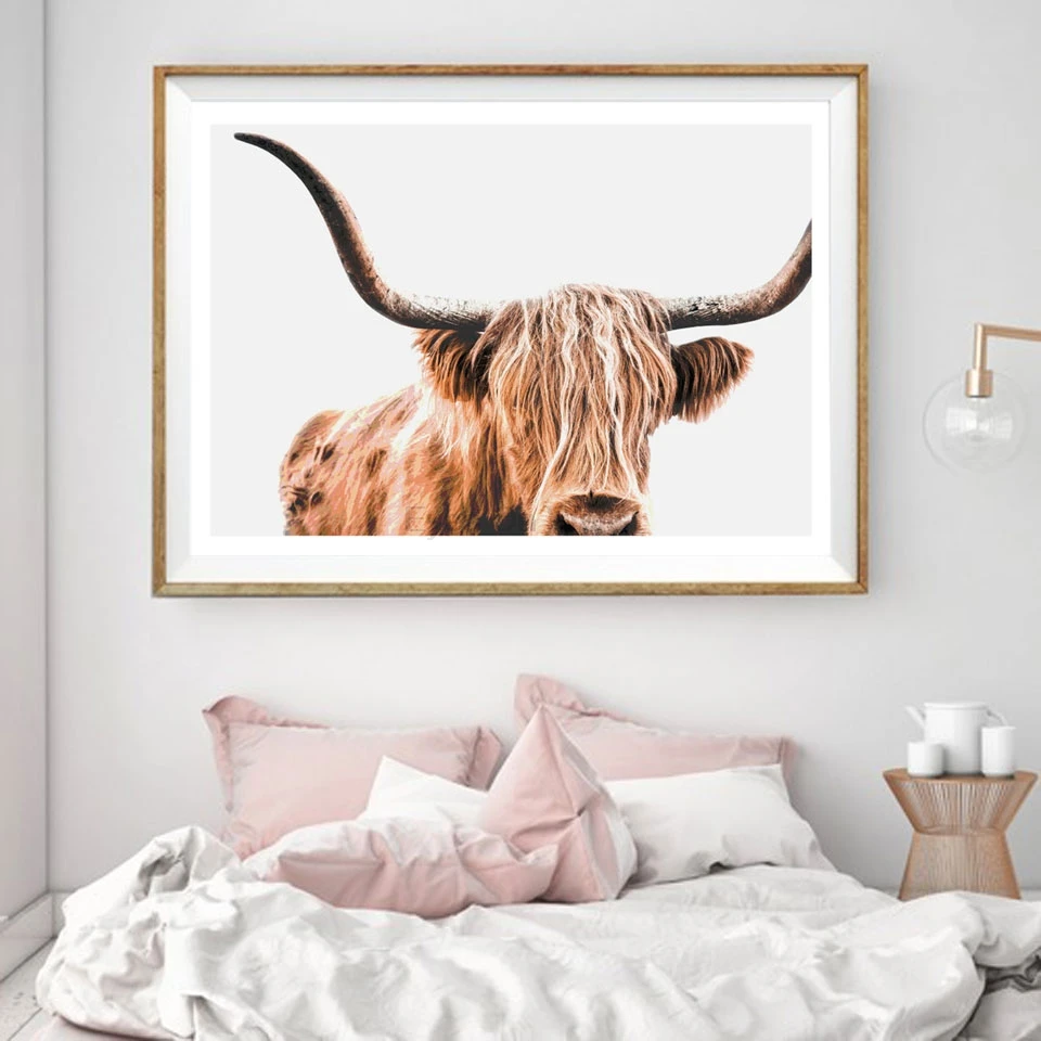 

Nordic Portrait of a Highland Cow Posters and Prints Wall Art Canvas Painting Pictures For Living Room Scandinavian Home Decor03