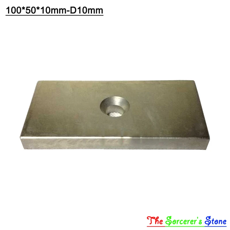 

1pcs Super Strong 100x50x10mm With Hole 10mm Rare Earth Neodymium Block Magnet N52 Free Shipping