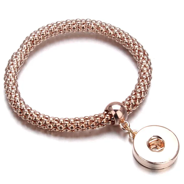 Оптом классические эластичные браслет из розового золота браслет имбирь кнопки браслет для 18 мм кнопки украшения для Для женщин - Окраска металла: 2