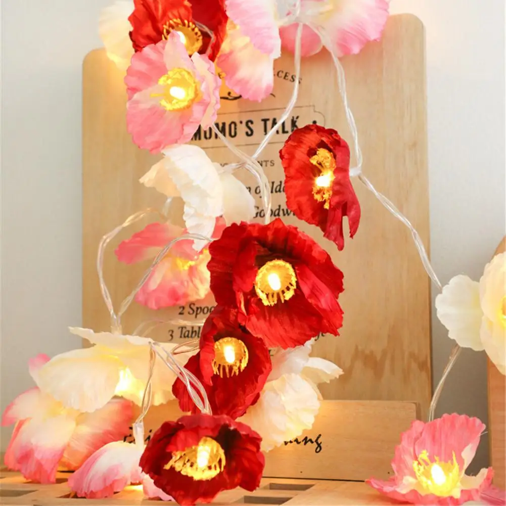 Led Red Flower Fairy String Lights Room Christmas Fashion ...