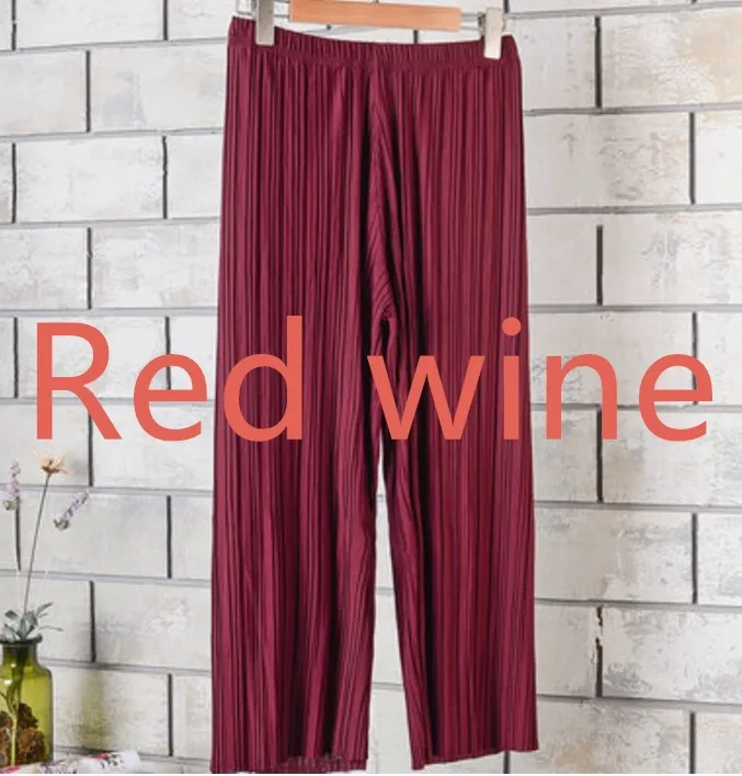 17 летние женские свободные шифоновые длинные штаны с высокой талией, широкие шифоновые штаны, корейские модные сексуальные штаны 8 Co - Цвет: Red wine