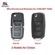 XHORSE Pack of 5 X001 Series Black Color for VW B5 Style Universal Remote Key Fob