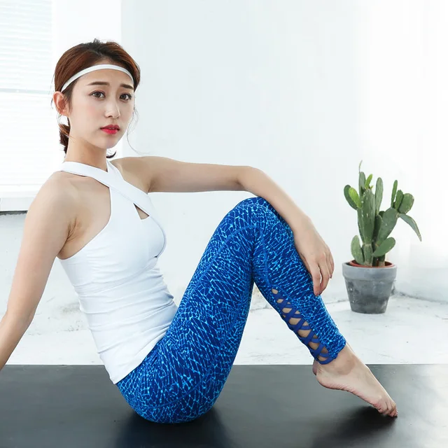 Eshtanga capris 2017 NWT Women Solid Elastic Waist Quick Dry high waist tight sexy Yoga crop 4-way stretch Pants size xs-xl 1