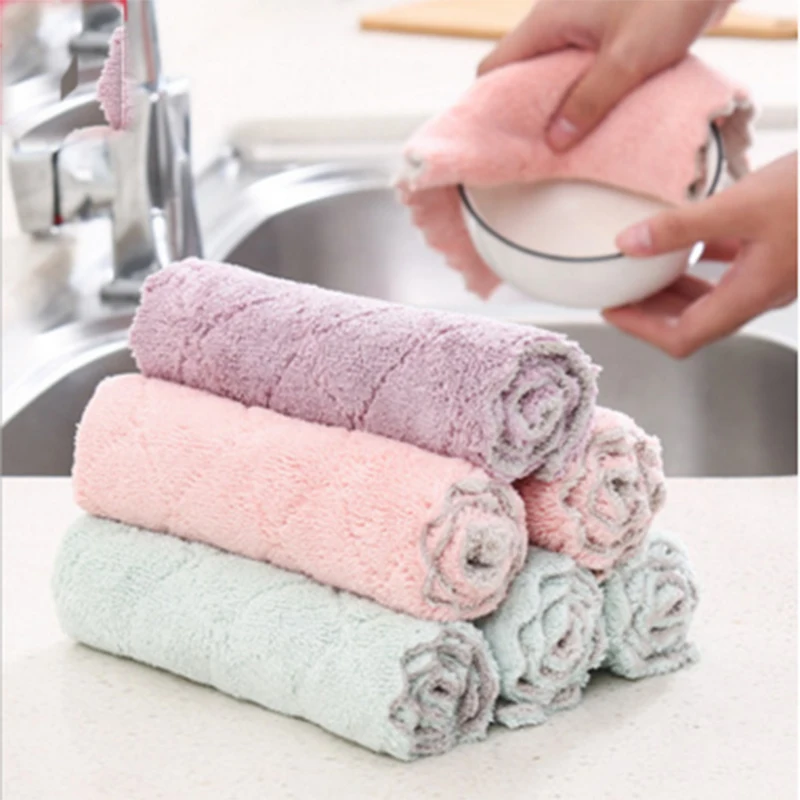 

Plain double-sided strong absorbent rag spot no lint non-stick oil dish towel wet and dry home wash cloth A10906