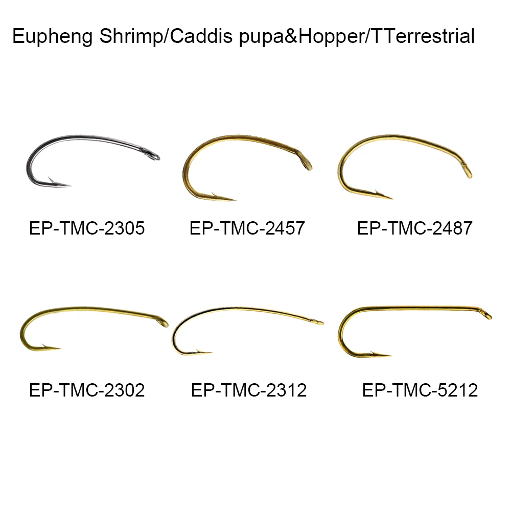 

Eupheng 100pcs Shrimp Caddis Pupa Hopper Terrestrial Fishing Hooks Dry Nymph Wet Fly Fishing Hooks