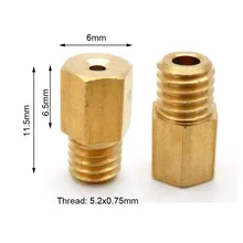 Rosca de carburador para motocicleta, fio de bronze hex tipo jato principal de 5.2x0.75mm para mikuni vm tm tmx tamanho 100-300