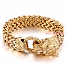 Крутые золотые браслеты из нержавеющей стали с драконом для мужчин Новое поступление модный браслет из нержавеющей стали мужские ювелирные изделия для байкеров