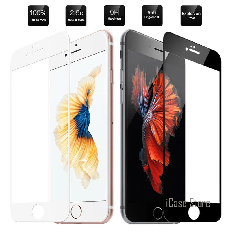 

Tempered Glass Curved Full Cover Screen Protector For iPhone 5S 5C SE 6 6S 7 Plus Pelicula De Vidro Protective Film Templado