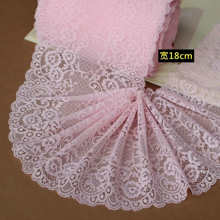 

Top quality 7.08'' 18cm pink elastic lace trimming/ lace fabric 2meter/lot wholessale price X184