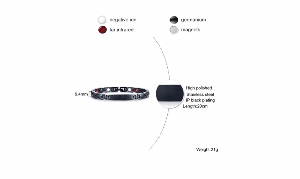Vinterly, черные ID браслеты для женщин и мужчин, браслет из нержавеющей стали с гравировкой, Женский энергетический магнитный браслет, преимущества