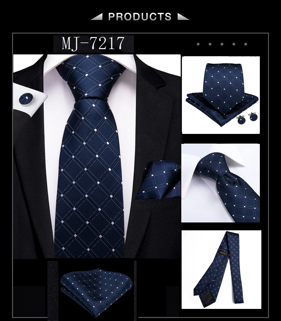 DiBanGu Топ Синий Мужской зажим для галстука шелковый галстук для шеи 150 см длинный галстук Hanky запонки галстук для мужчин бизнес Свадебный галстук набор