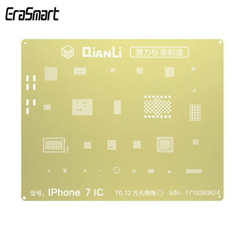

QIANLI IOS Golden 3D Steel Mesh NAND baseband IC 3D BGA Reballing Stencil for IPHONE 7/7P T0.12 net