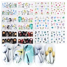 12 видов наклейки на ногти цветок дизайн Слайдеры для ногтей Лето полная вода наклейки прекрасные DIY украшения для маникюра JIBN1093-1104