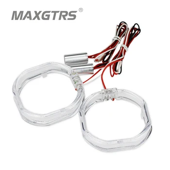 

2x 75mm Square Shape Angel Eyes Kit Light Guide Halo Ring LED DRL Headlight Fog Lamps Ring White Red Yellow For Car Motor 12V DC