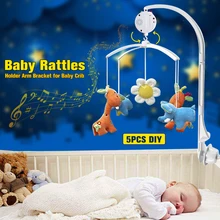 New Arrived White DIY 5 pcs/set ABS Set Baby Crib Mobile Bed Bell Toy Holder Arm Bracket Nursery Music Love Baby Rattles