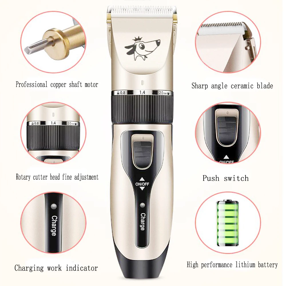  Dog Hair Trimmer Electrical Pet Professional Grooming Machine Tool usb Rechargeable Shavers Hair Cu