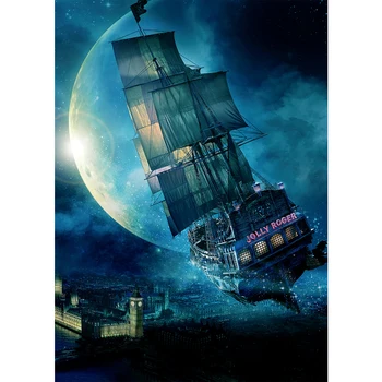 

Colorwonder Photography Background fantastic Ships 5x7 Blue Moon with Dark Clouds Background for Baby Shower Kids Birthday Decor